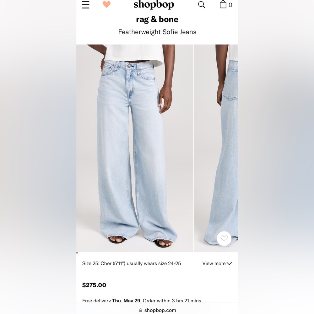 NWT Rag & Bone Featherweight Sofie High-Rise Ultra Wide Jeans